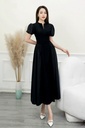 Đầm xốp nhăn phối thô Hàn đen